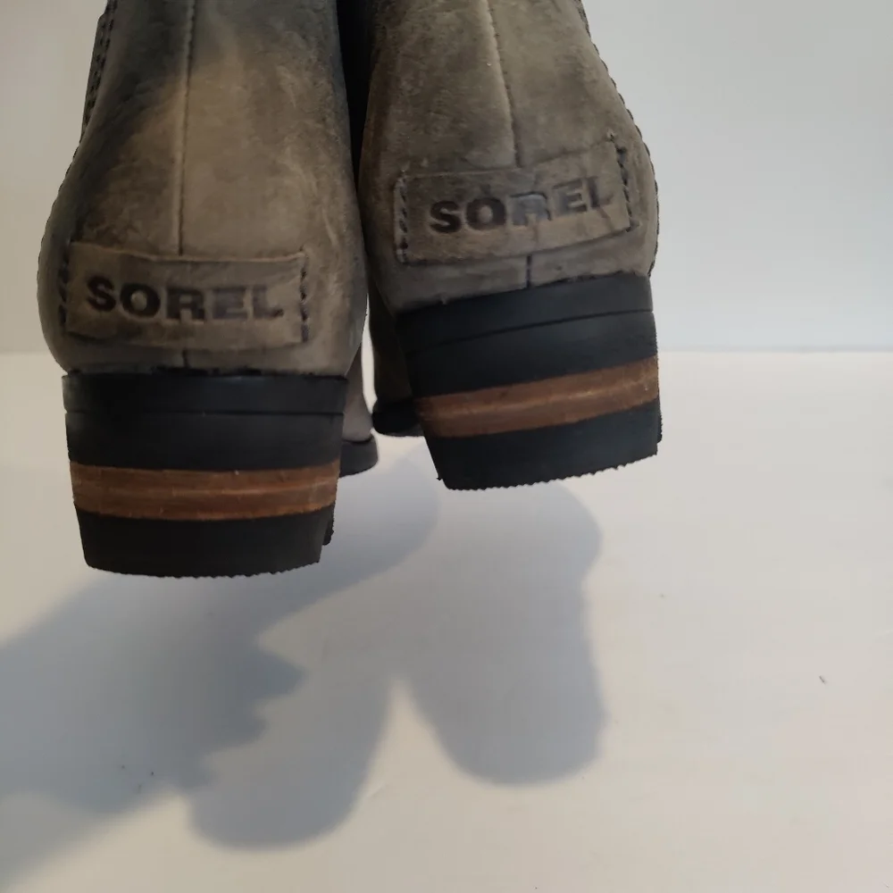 Sorel Waterproof Leather Gray Lolla ankle bootie